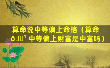 算命说中等偏上命格（算命 🌹 中等偏上财富是中富吗）